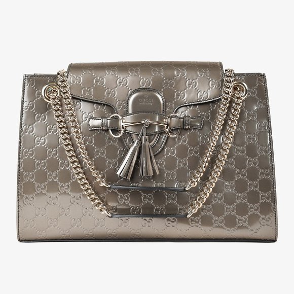 Gucci Shine Guccissima Large Emily Chain Shoulder Bag in Metallic Leather - Picture 1 of 11